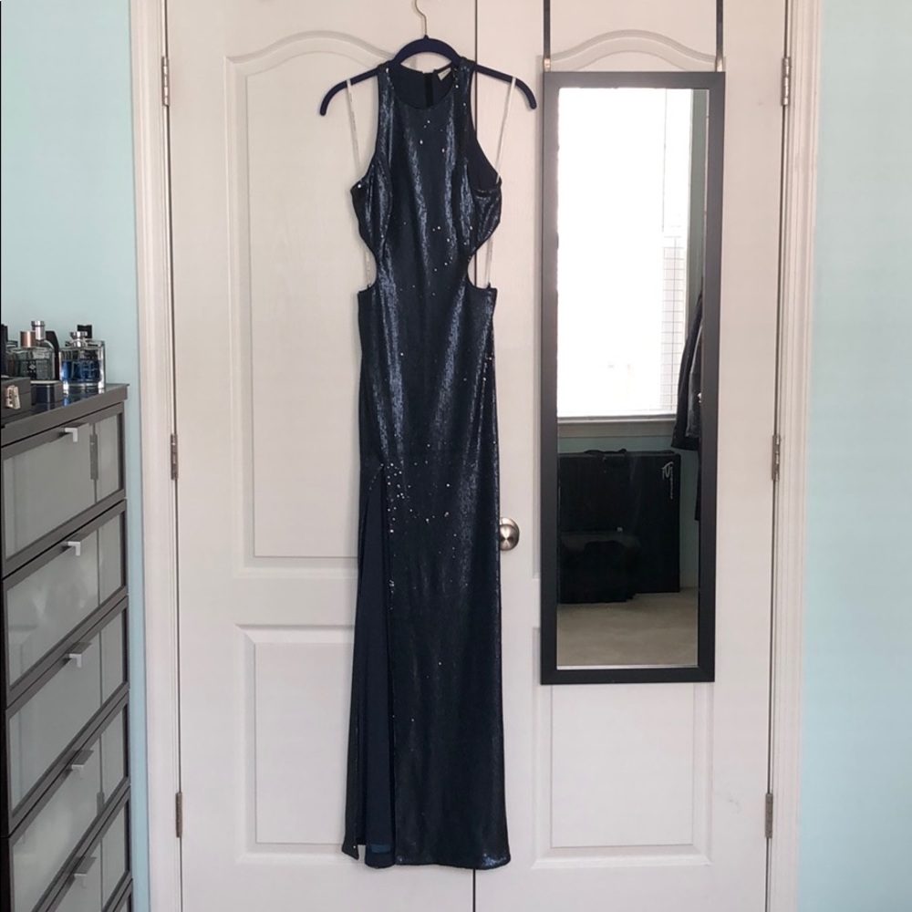 Halston Heritage Navy Halter Gown